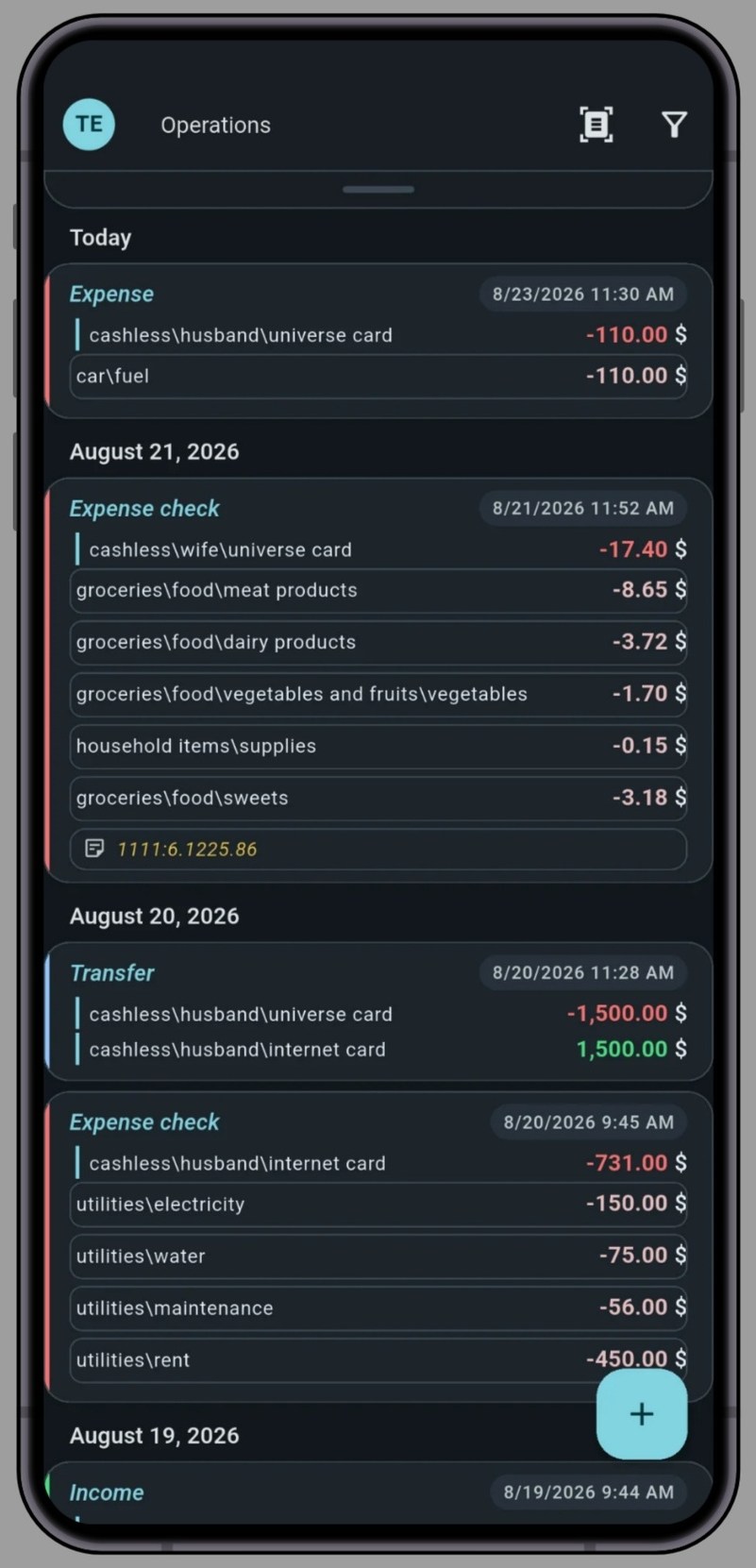 Operationsliste — Ihre gesamte Finanzhistorie an einem Ort